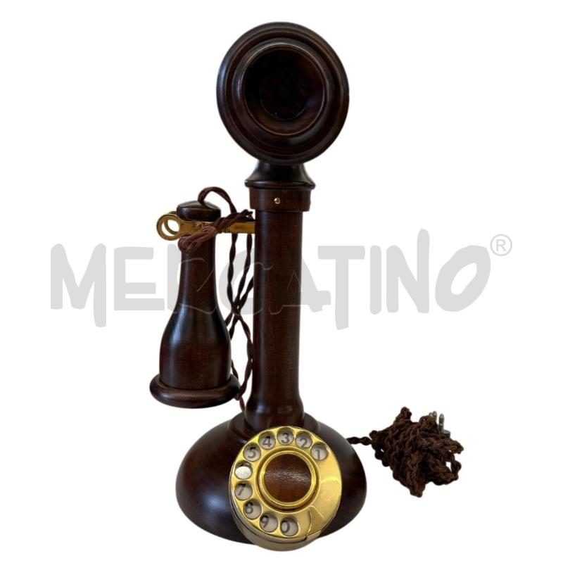 TELEFONO LEGNO TELCER DISCO GIREVOLE DORATO GOLD PLATED 18K | Mercatino dell'Usato Molfetta 1