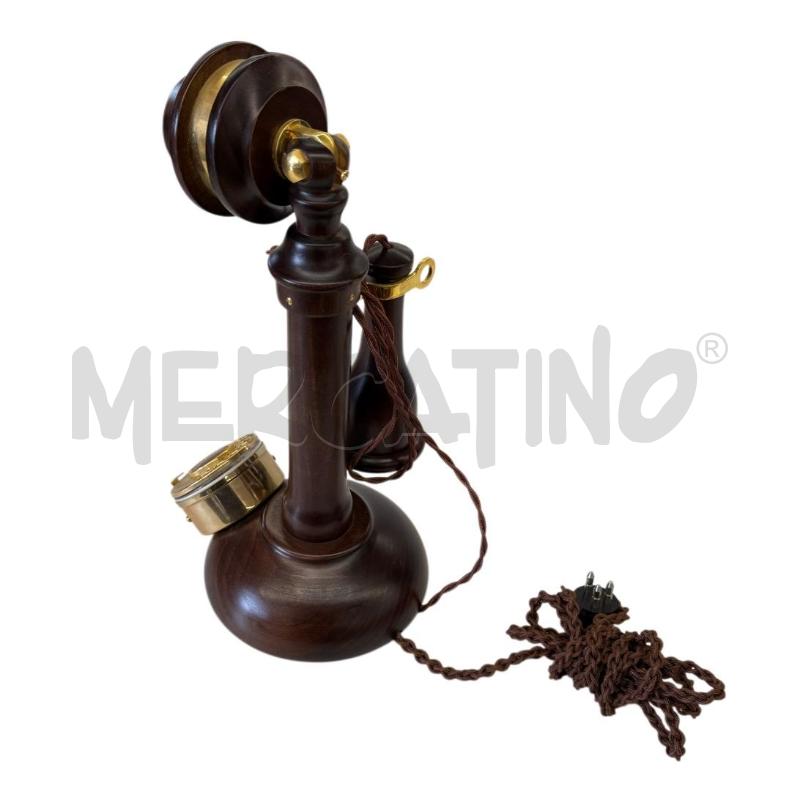 TELEFONO LEGNO TELCER DISCO GIREVOLE DORATO GOLD PLATED 18K | Mercatino dell'Usato Molfetta 2