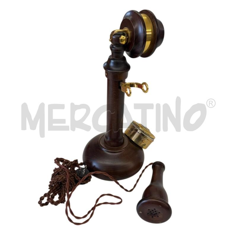 TELEFONO LEGNO TELCER DISCO GIREVOLE DORATO GOLD PLATED 18K | Mercatino dell'Usato Molfetta 3