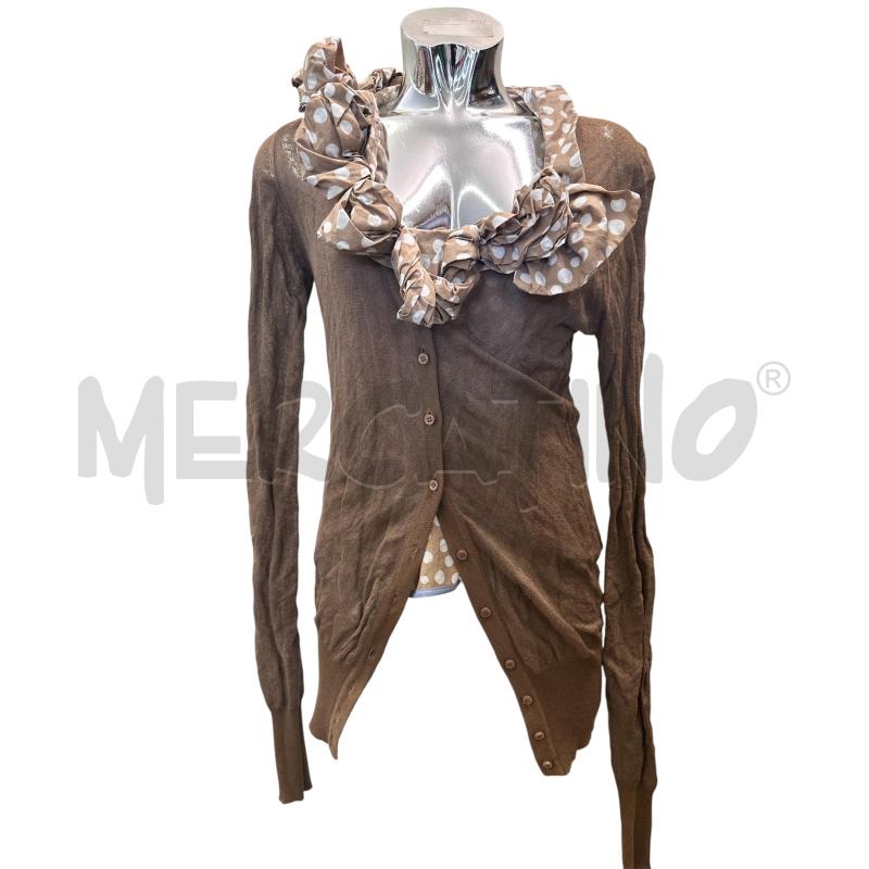 TWIN SET MANILA GRACE CANOTTA BEIGE POIS CARDIGAN MARRONE | Mercatino dell'Usato Molfetta 1