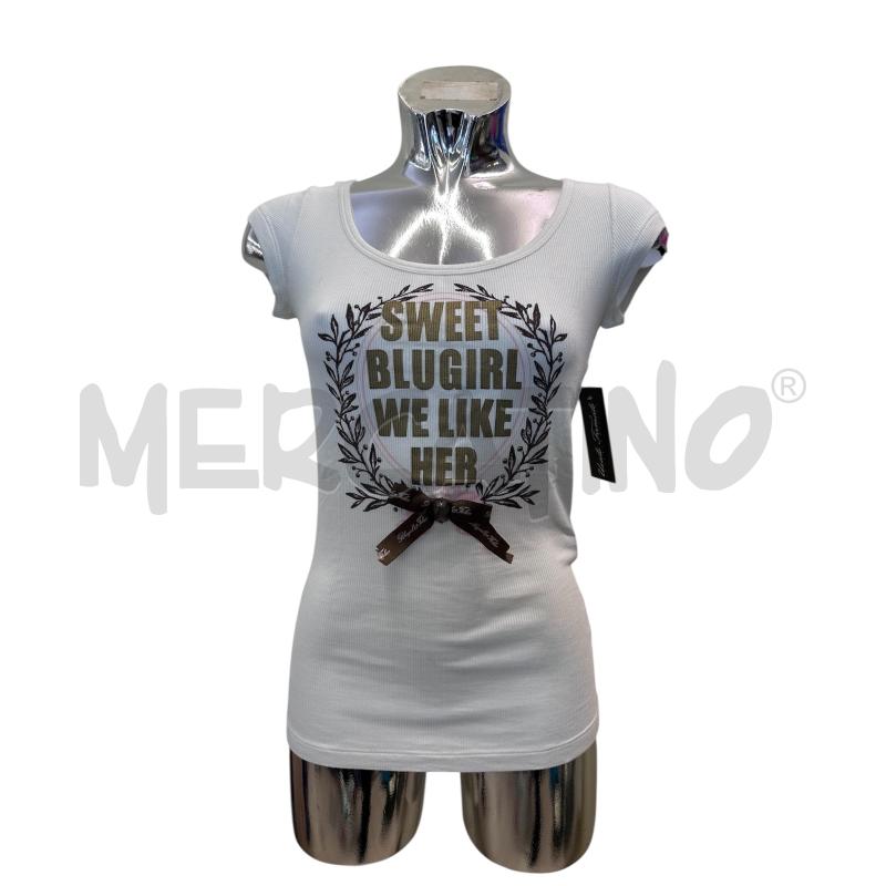 T SHIRT DONNA BLUGIRL ECRU SCRITTA DORATA | Mercatino dell'Usato Molfetta 1
