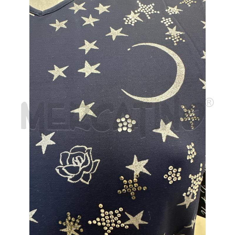 T SHIRT DONNA BLUMARINE BLU STRASS STELLE LUNA | Mercatino dell'Usato Molfetta 2