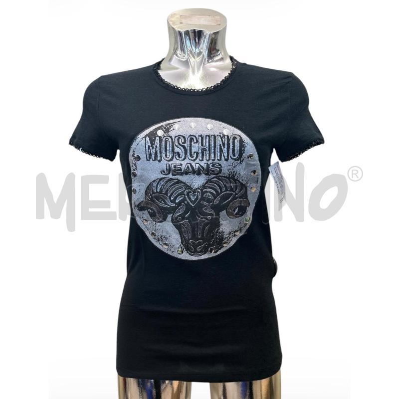T SHIRT DONNA MOSCHINO NERO STAMPA BIANCO | Mercatino dell'Usato Molfetta 1
