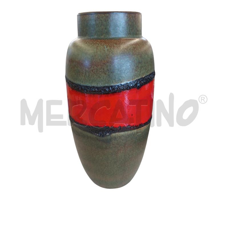 VASO CERAMIC RAKU VERDE FASCIA ROSSA MADE GERMANY | Mercatino dell'Usato Molfetta 1