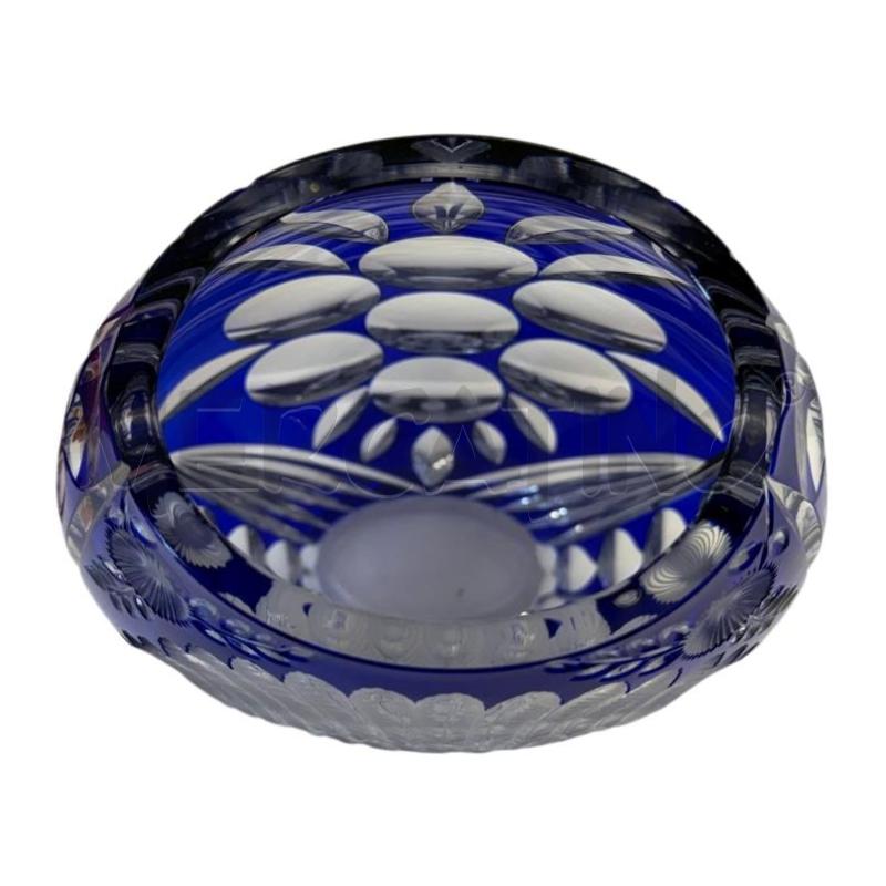 VASO CRISTALLO MOLATO PAVONE BLU COBALTO  | Mercatino dell'Usato Molfetta 2