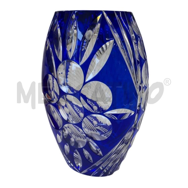VASO CRISTALLO MOLATO PAVONE BLU COBALTO  | Mercatino dell'Usato Molfetta 4