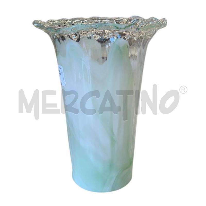 VASO MURANO LA MURRINA FIRMATO SFUMATO BIANCO VERDIN ALT 30CM | Mercatino dell'Usato Molfetta 1