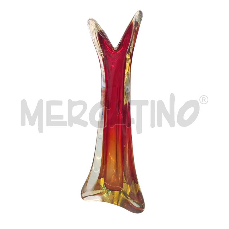 VASO MURANO TRIANGOLARE ROSSO AMBRA PUNTE | Mercatino dell'Usato Molfetta 1