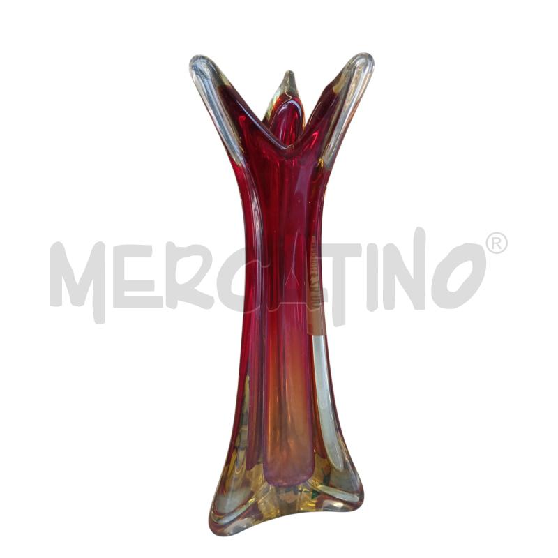 VASO MURANO TRIANGOLARE ROSSO AMBRA PUNTE | Mercatino dell'Usato Molfetta 2