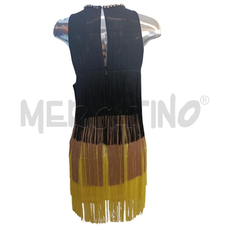 VESTITO DONNA ELISABETTA FRANCHI GIALLO NERO FRANGE PIETRE CINTO | Mercatino dell'Usato Molfetta 2