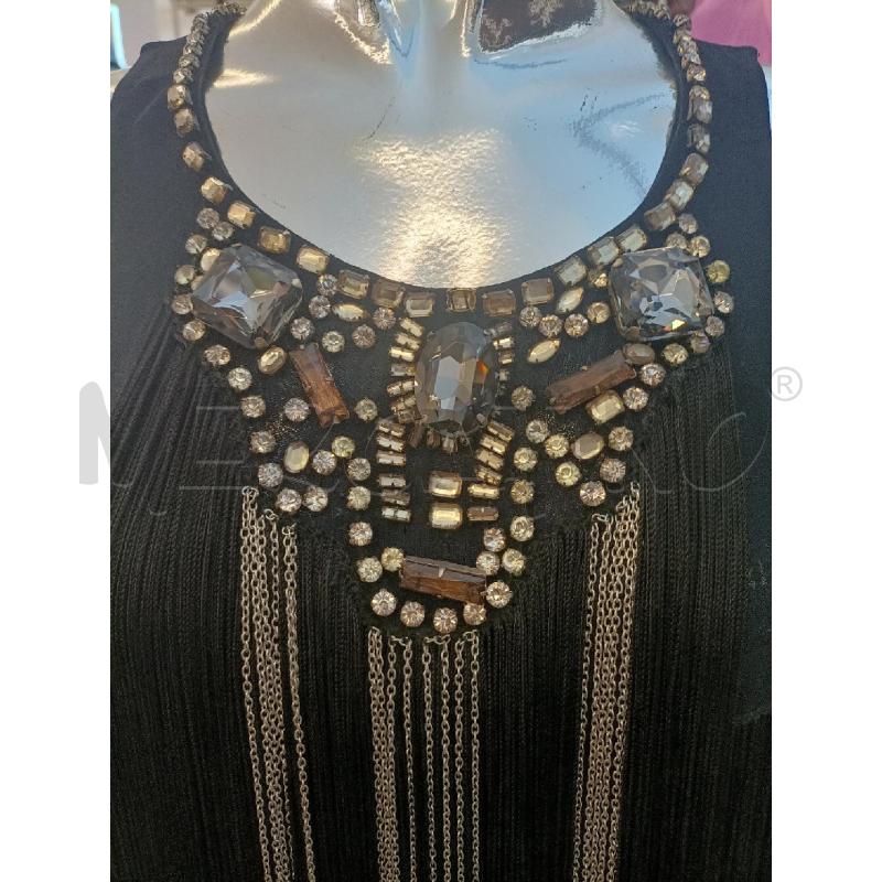 VESTITO DONNA ELISABETTA FRANCHI GIALLO NERO FRANGE PIETRE CINTO | Mercatino dell'Usato Molfetta 3