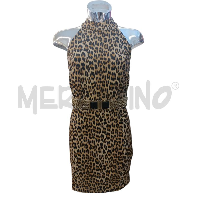 VESTITO DONNA ELISABETTA FRANCHI MARRONE MACULATO CINTO DORATO | Mercatino dell'Usato Molfetta 1