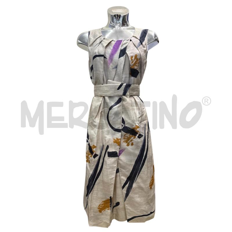 VESTITO DONNA ETRO BEIGE PENNELATE BLU SENAPE | Mercatino dell'Usato Molfetta 1