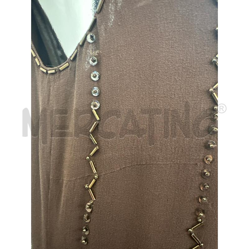 VESTITO DONNA LUISA SPAGNOLI MARRONE PIASTRINE SETA | Mercatino dell'Usato Molfetta 3