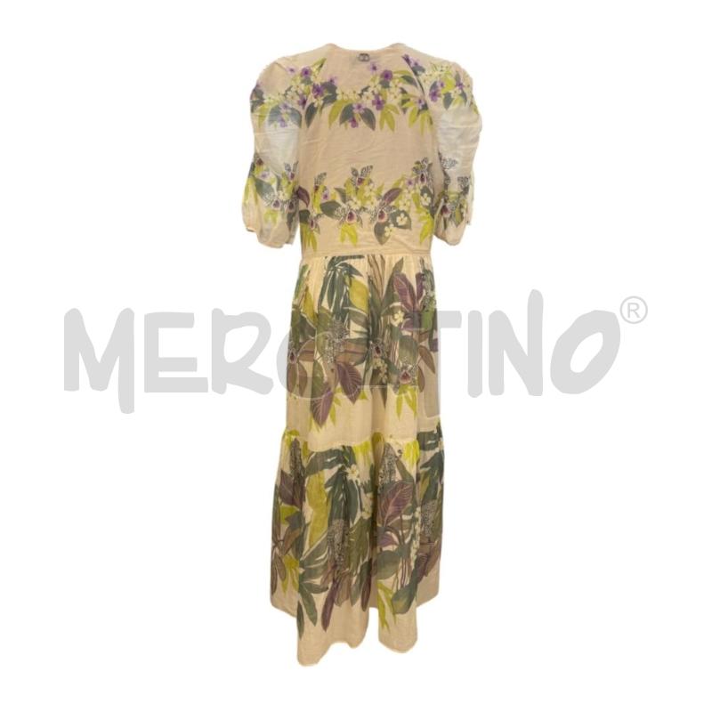 VESTITO DONNA TWINSET PANNA FOGLIE VERDE ROSA LIME | Mercatino dell'Usato Molfetta 2