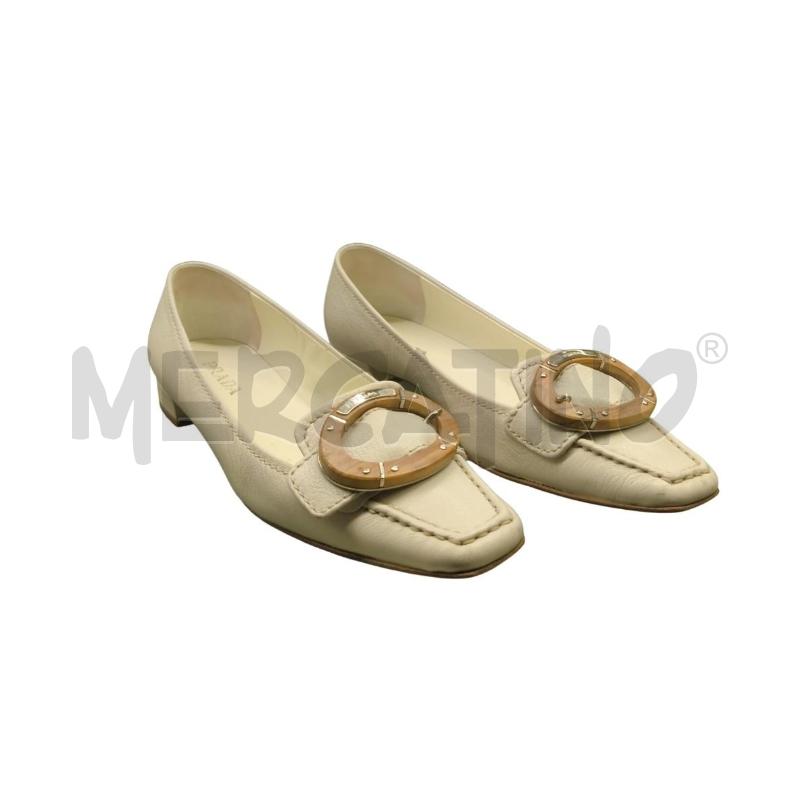 BALLERINA 36 PRADA BIANCA FIBBIA MARR TONDA CON LOGO  | Mercatino dell'Usato Sandigliano 1
