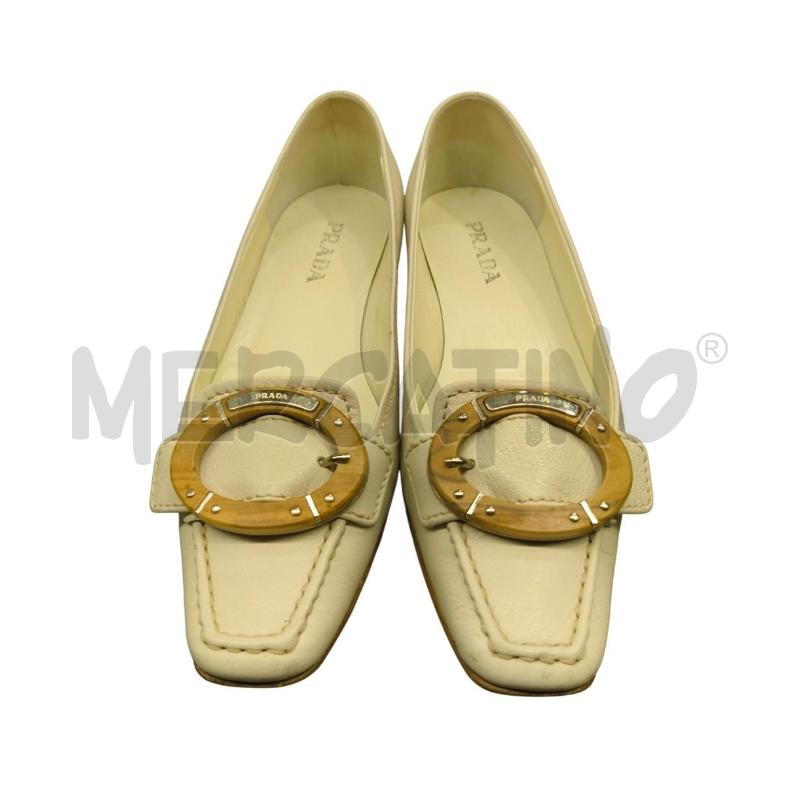 BALLERINA 36 PRADA BIANCA FIBBIA MARR TONDA CON LOGO  | Mercatino dell'Usato Sandigliano 4