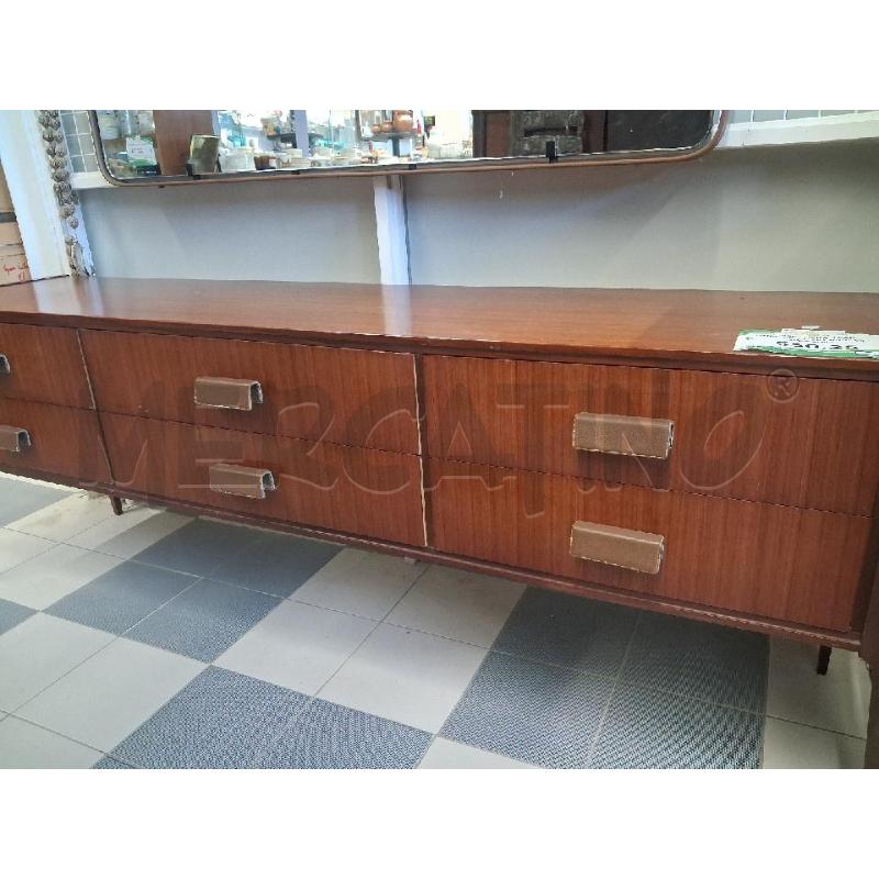 CASSETTIERA TEAK MANIGLIE CUOIO ANNI 60 + SPECCHIO | Mercatino dell'Usato Sandigliano 4