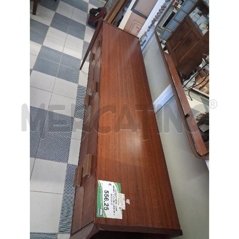 CASSETTIERA TEAK MANIGLIE CUOIO ANNI 60 + SPECCHIO | Mercatino dell'Usato Sandigliano 5