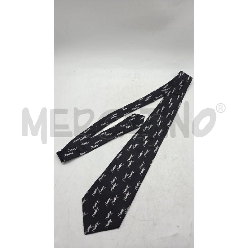 CRAVATTA YVESSAINTLAURENT NERA BIANCA SETA 3108 | Mercatino dell'Usato Sandigliano 1