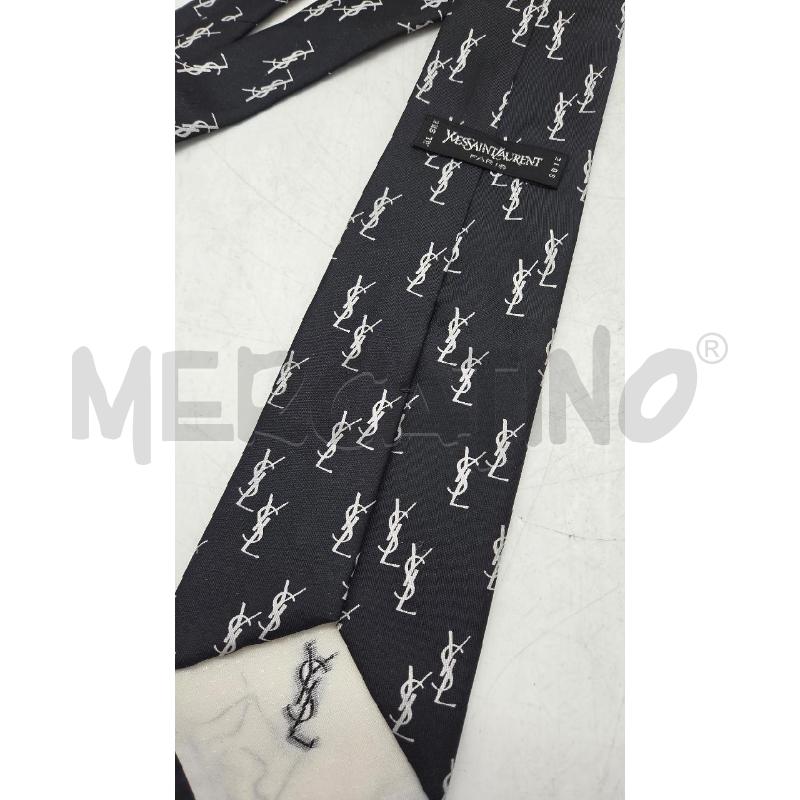 CRAVATTA YVESSAINTLAURENT NERA BIANCA SETA 3108 | Mercatino dell'Usato Sandigliano 3