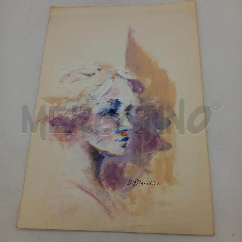 DIPINTO DONNA VOLTO TEMPERA UMBERTO BIANCHINI  | Mercatino dell'Usato Sandigliano 1