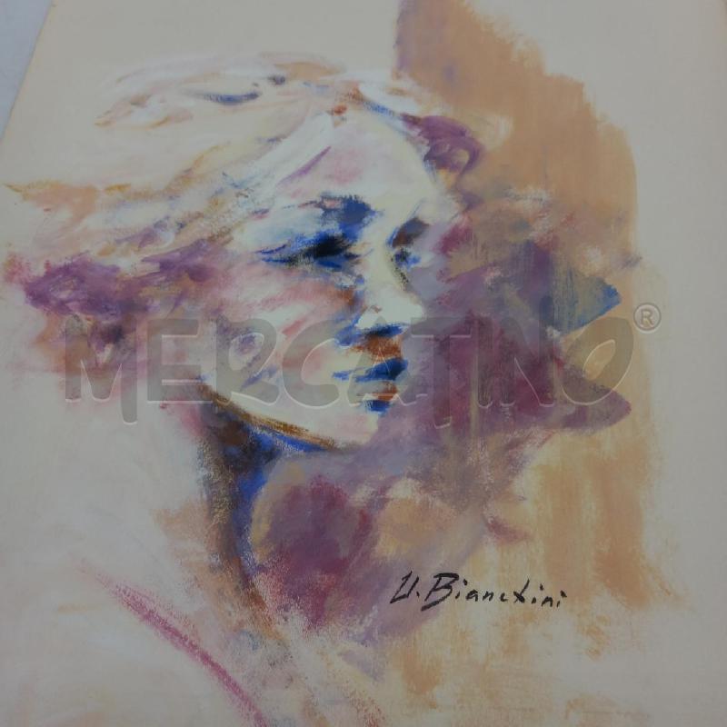 DIPINTO DONNA VOLTO TEMPERA UMBERTO BIANCHINI  | Mercatino dell'Usato Sandigliano 2