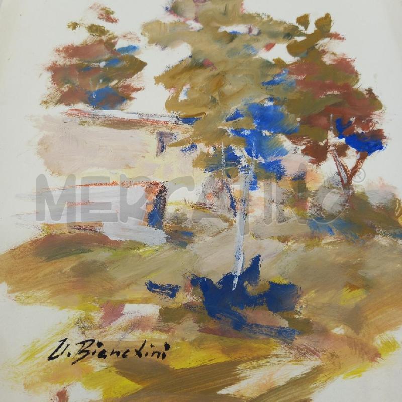 DIPINTO PAESAGGIO TEMPERA UMBERTO BIANCHINI | Mercatino dell'Usato Sandigliano 2