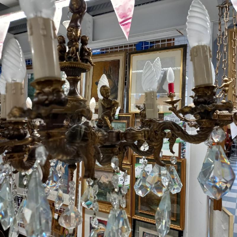 LAMPADARIO 12 LUCI OTTONE PUTTI PENDENTI | Mercatino dell'Usato Sandigliano 2