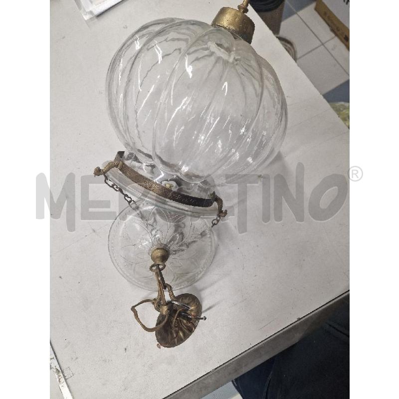 LAMPADARIO PUMPKIN BRASS GLASS BELL JAR | Mercatino dell'Usato Sandigliano 3