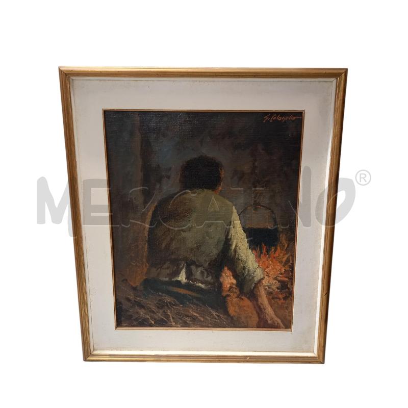 QUADRO ACCANTO AL FUOCO OLIO GIUSEPPE COLONELLO  | Mercatino dell'Usato Sandigliano 1