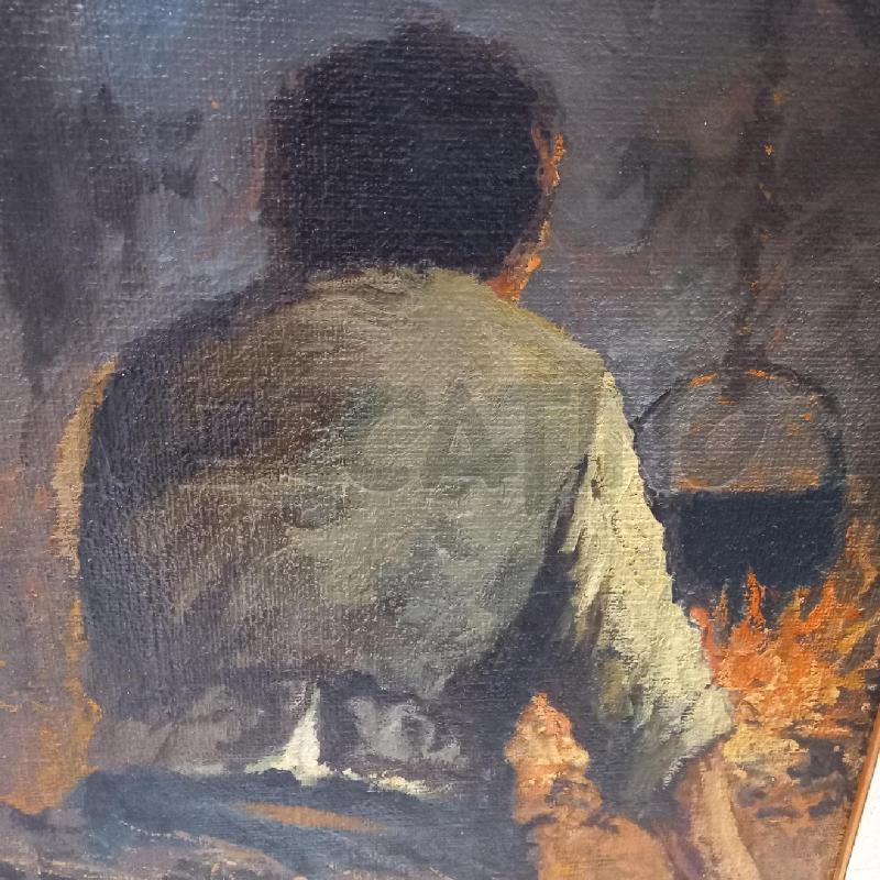 QUADRO ACCANTO AL FUOCO OLIO GIUSEPPE COLONELLO  | Mercatino dell'Usato Sandigliano 2