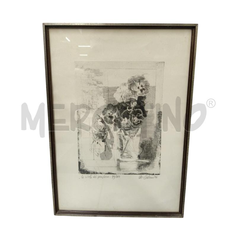 QUADRO INCISIONE VIOLE MARIO CALANDRI | Mercatino dell'Usato Sandigliano 1