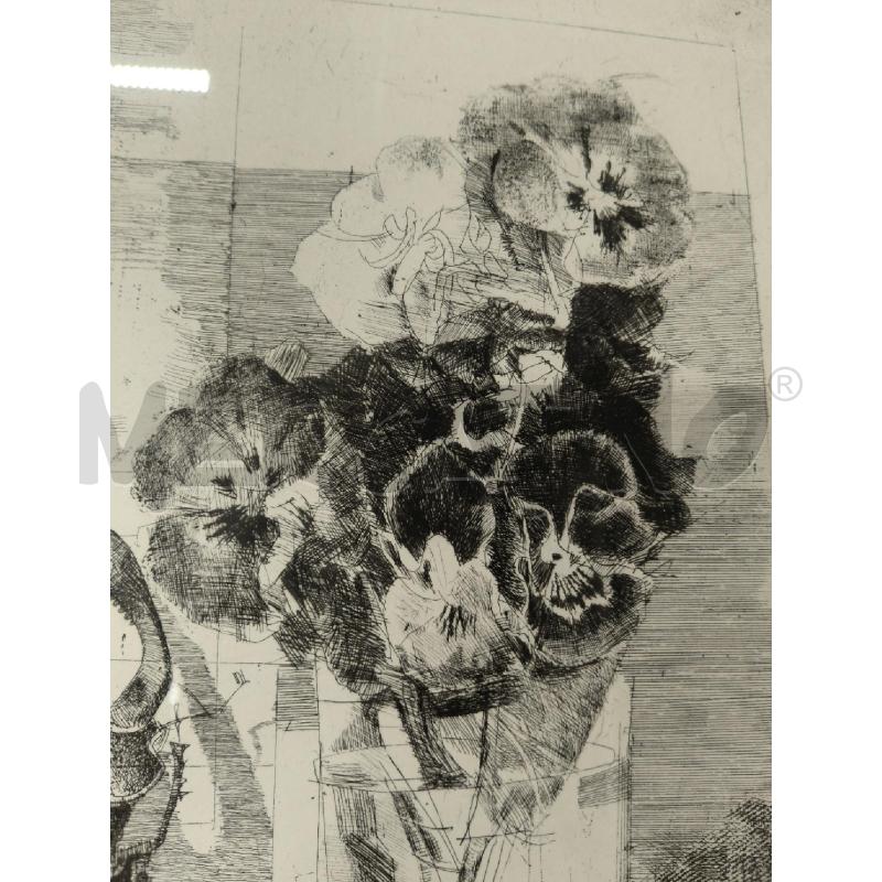 QUADRO INCISIONE VIOLE MARIO CALANDRI | Mercatino dell'Usato Sandigliano 4
