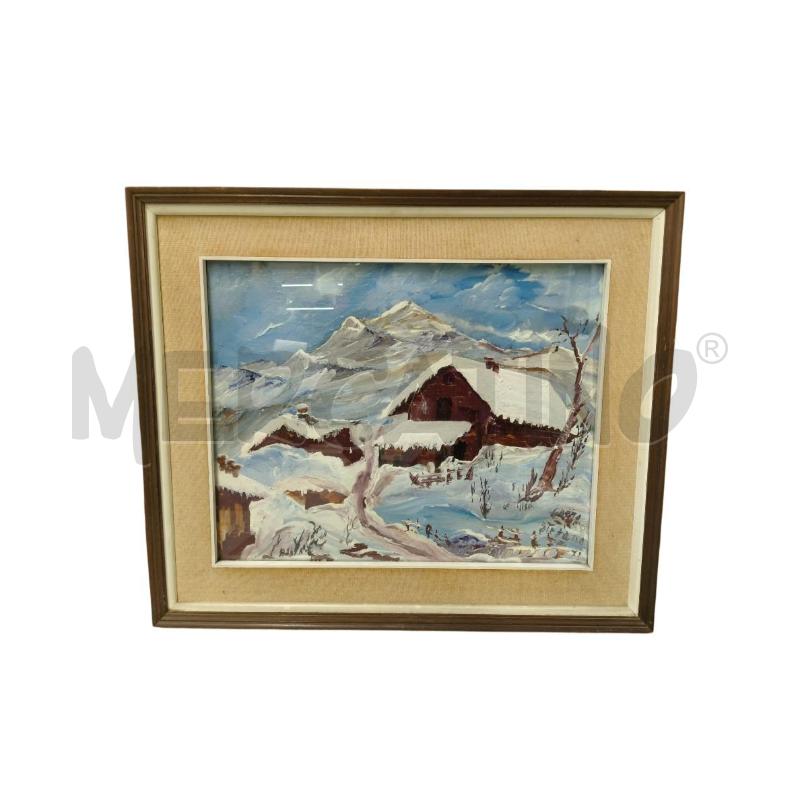 QUADRO PAESAGGIO INNEVATO OLIO FIRMATO | Mercatino dell'Usato Sandigliano 1