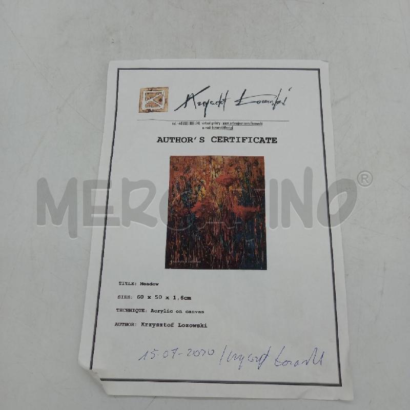 QUADRO PRATO ASTRATTO OLIO KRZYSZTOF LOZOWSKI | Mercatino dell'Usato Sandigliano 5