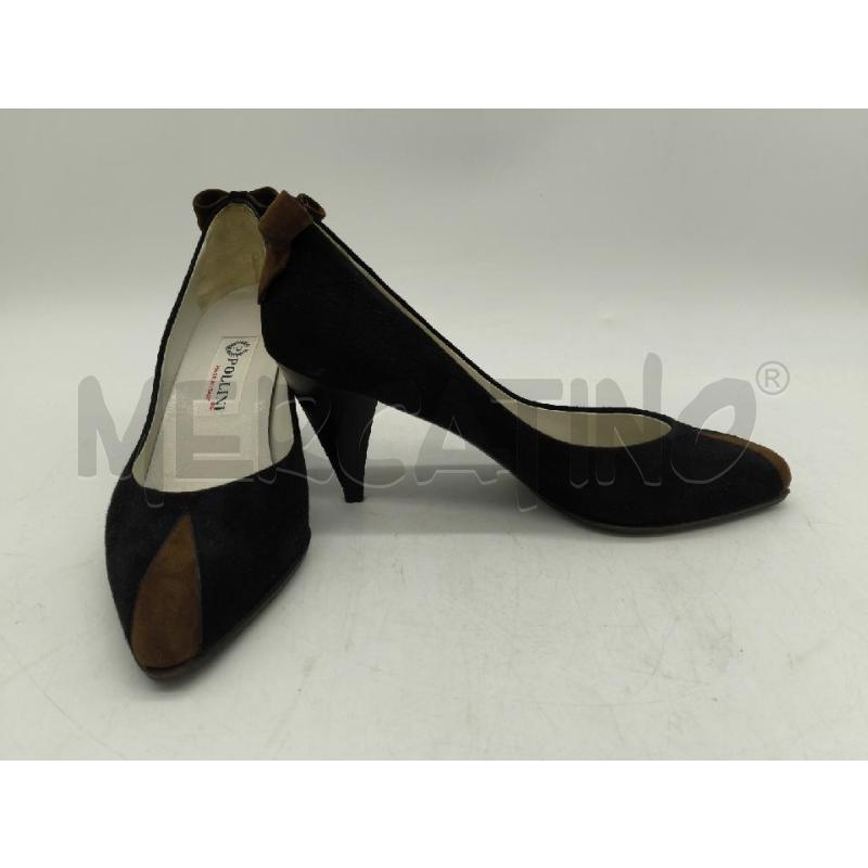 SCARPE D.37.5 POLLINI NERO PUNTA MARRONE FIOCCO MARRONE | Mercatino dell'Usato Sandigliano 2