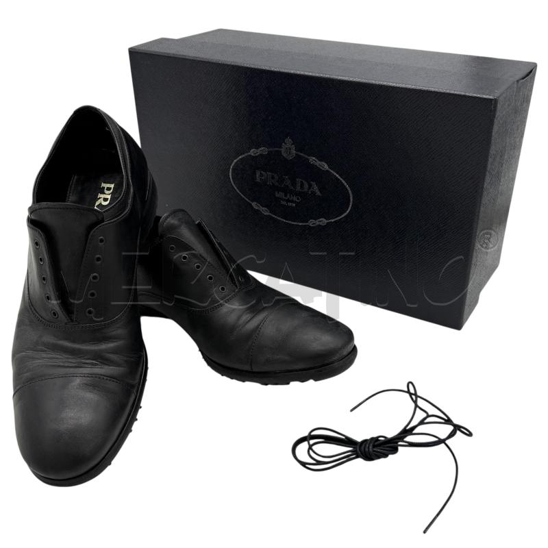 SCARPE U.40/41 PRADA MILANO NERO PELLE | Mercatino dell'Usato Sandigliano 1