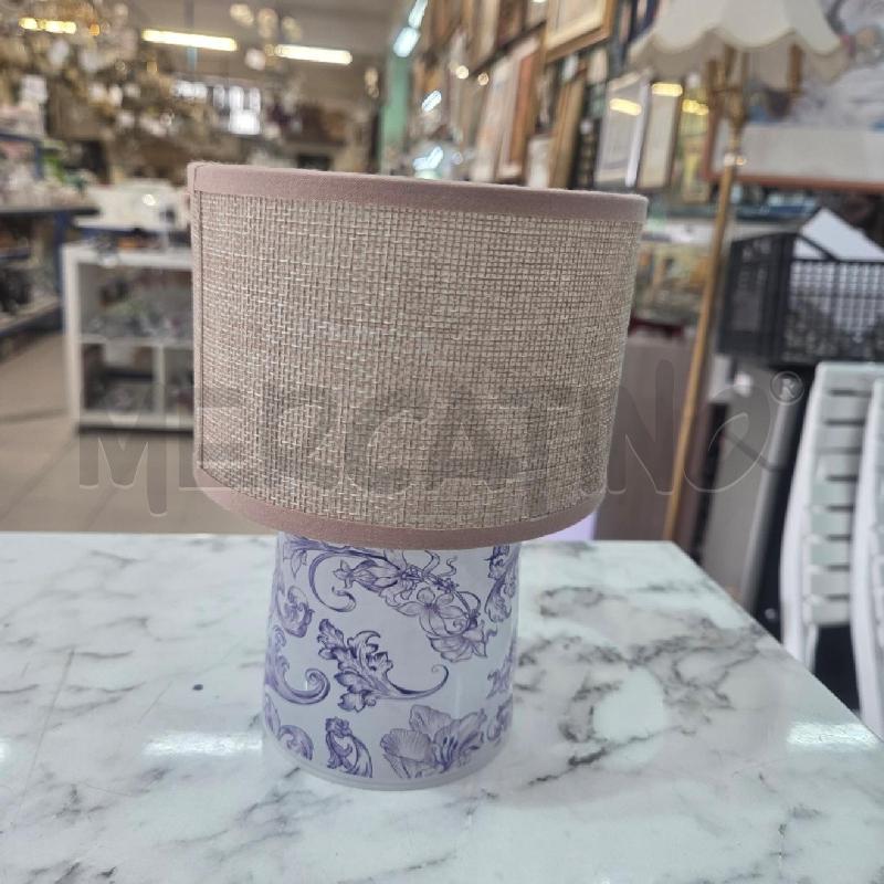 ABAT JOUR VETRO FIORI BLU CALOTTA BEIGE | Mercatino dell'Usato Benevento 1