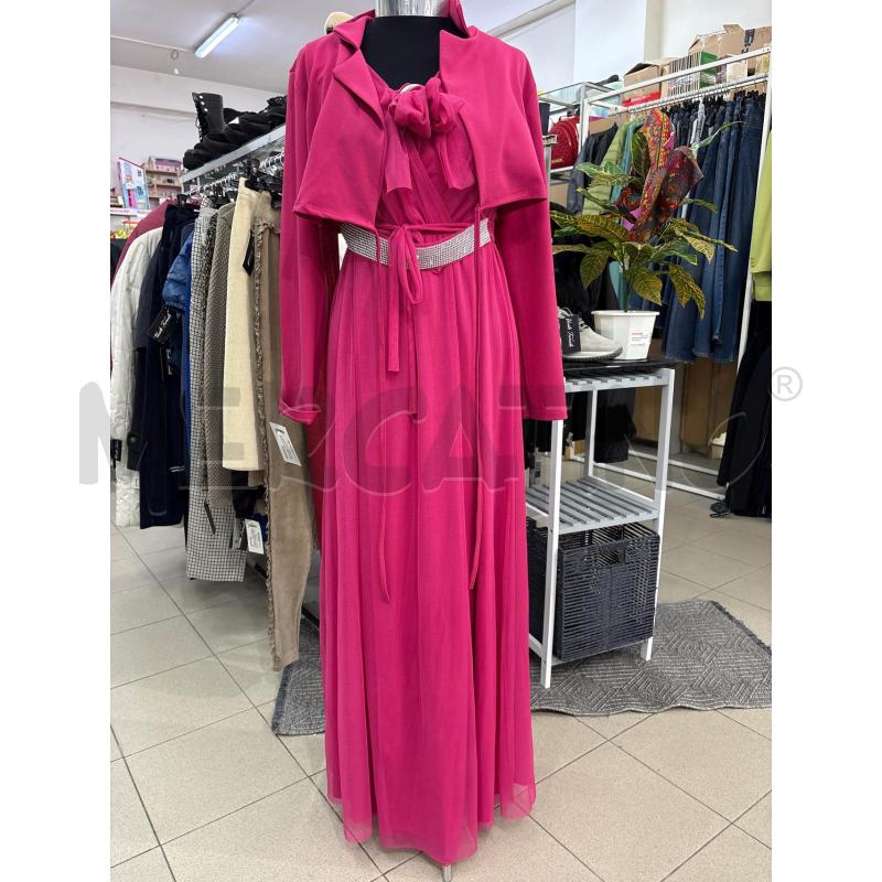 ABITO DONNA LUNGOI FUCSIA TULLE CON COPRISPALLA CINTURA STRASS | Mercatino dell'Usato Benevento 1