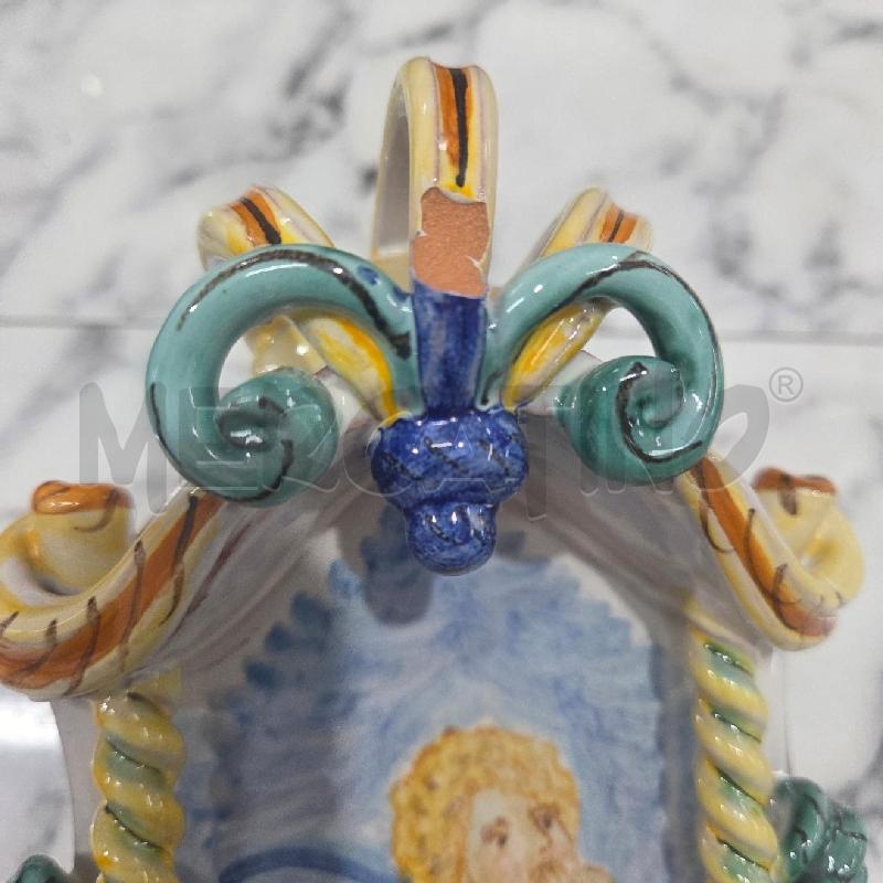 ACQUASANTIERA TERRACOTTA GIALLA BLU INS VERDE DIFETTO | Mercatino dell'Usato Benevento 4