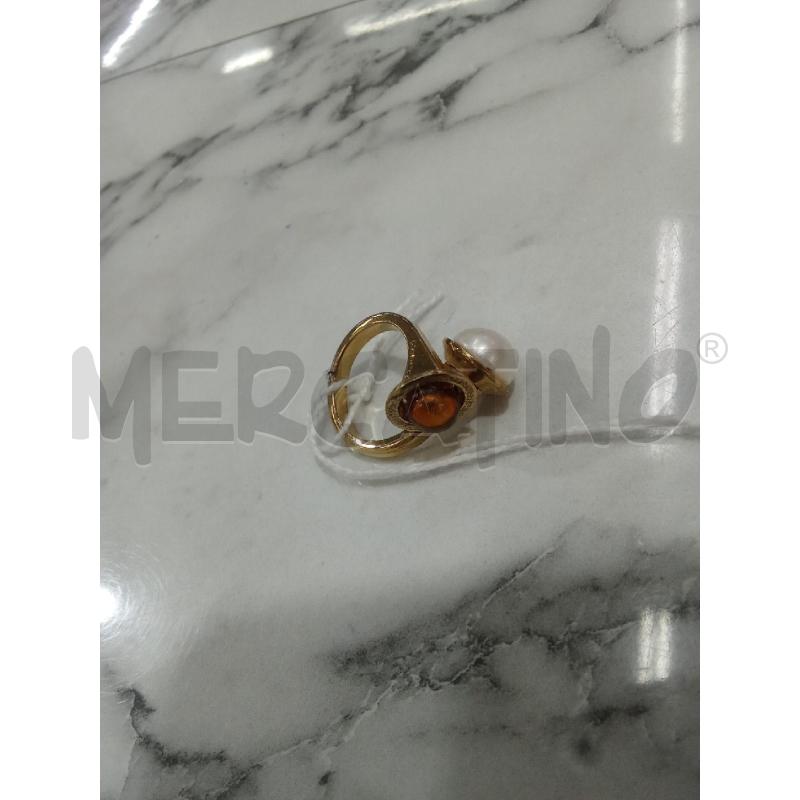 ANELLO DONNA GIALLO CON PERLINA ARANCIONE E BIANCA | Mercatino dell'Usato Benevento 3