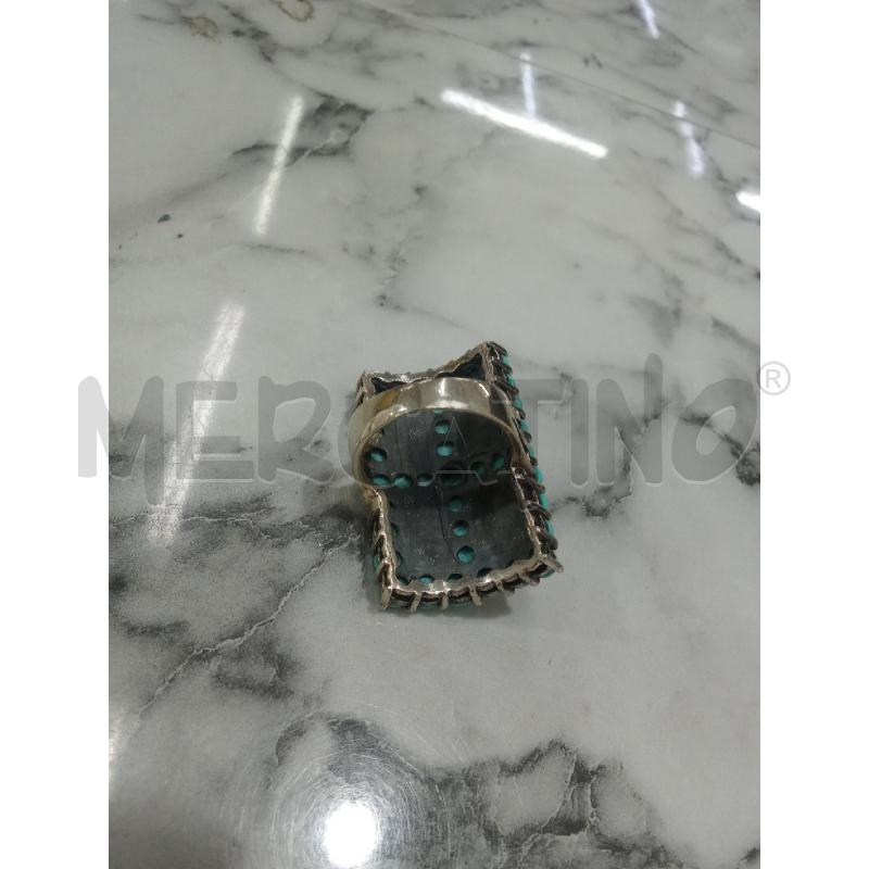 ANELLO DONNA GRIGIO A. CON PIETRE AZZURRE RETTAGOLO CON CROCE  | Mercatino dell'Usato Benevento 3