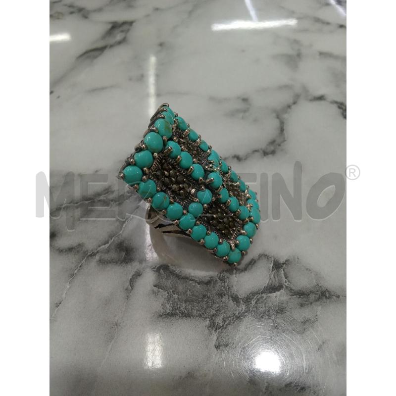 ANELLO DONNA GRIGIO A. CON PIETRE AZZURRE RETTAGOLO CON CROCE  | Mercatino dell'Usato Benevento 4
