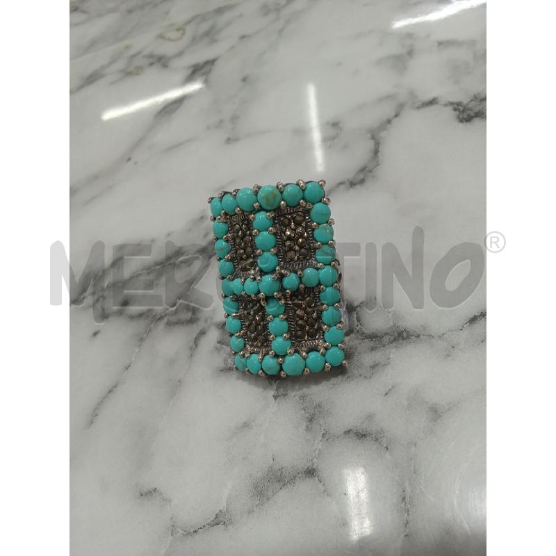 ANELLO DONNA GRIGIO A. CON PIETRE AZZURRE RETTAGOLO CON CROCE  | Mercatino dell'Usato Benevento 5