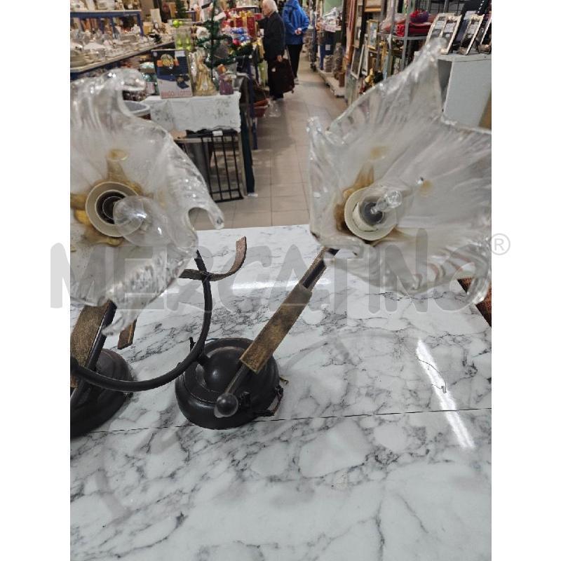 APPLIQUE COPPIA FERRO BATTUO CALOTTE VETRO INS ARANCIONE | Mercatino dell'Usato Benevento 3