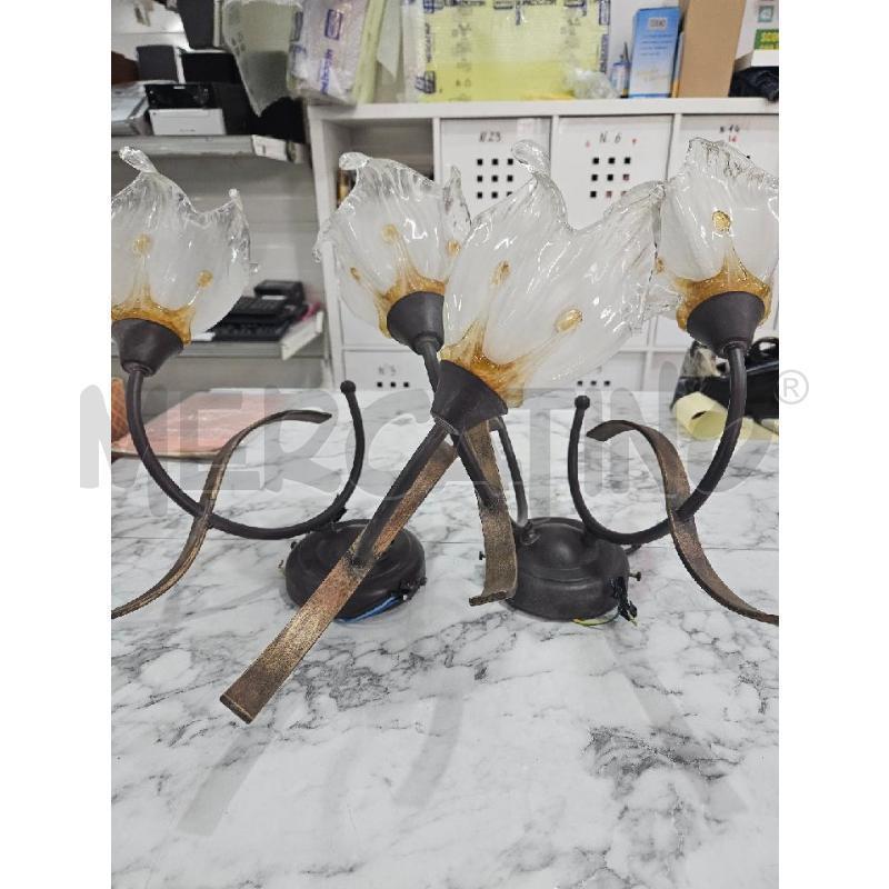 APPLIQUE COPPIA FERRO BATTUO CALOTTE VETRO INS ARANCIONE | Mercatino dell'Usato Benevento 4