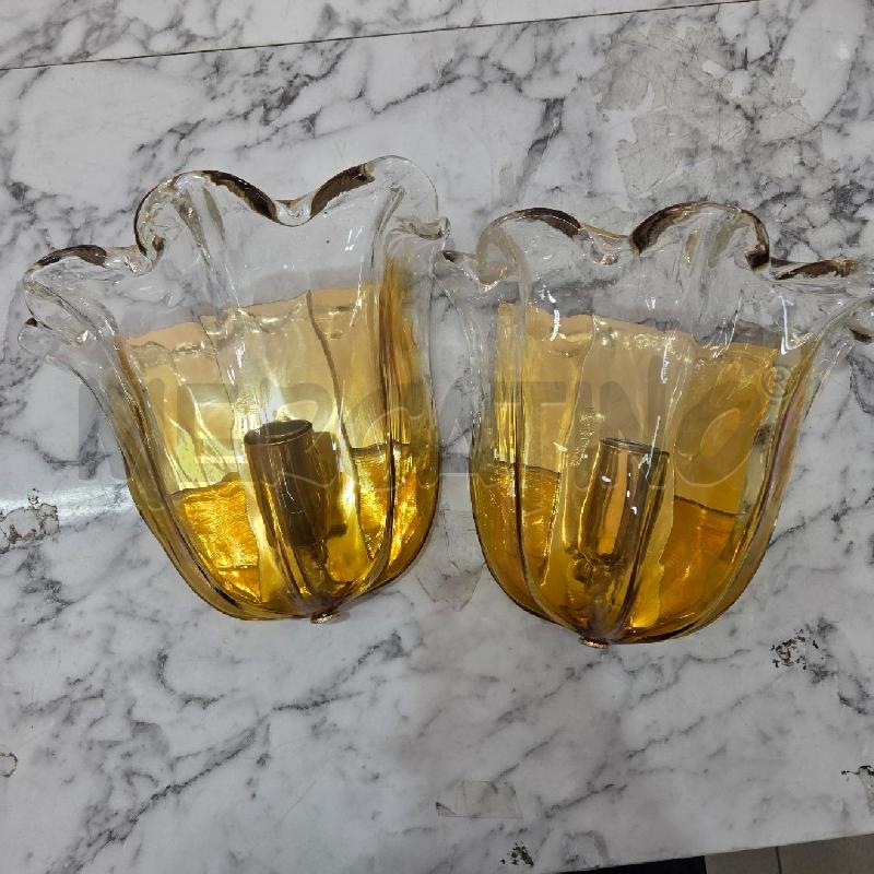 APPLIQUE COPPIA VETRO MURANO FORMA TULIPANO ARANCIONE | Mercatino dell'Usato Benevento 1