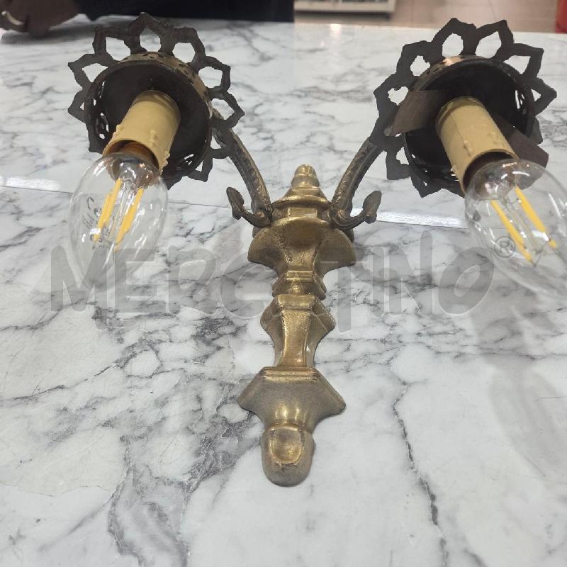 APPLIQUE DUE BRACCIA DORATE CALOTTE VETRO | Mercatino dell'Usato Benevento 1