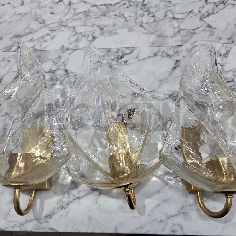 APPLIQUE TRIS VETRO MURANO FOGLIA DORATA | Mercatino dell'Usato Benevento 1